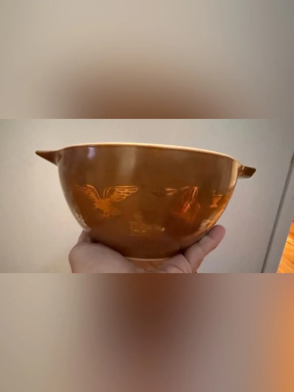 Vintage Pyrex Early American #444 Cinderella brown gold mixing bowls - set of 2